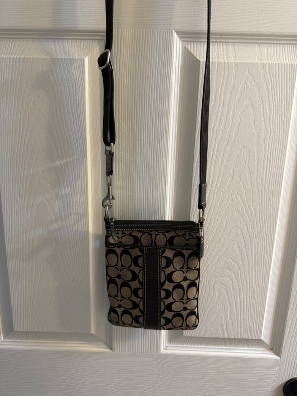Coach Small Signature Crossbody in Brown and Black